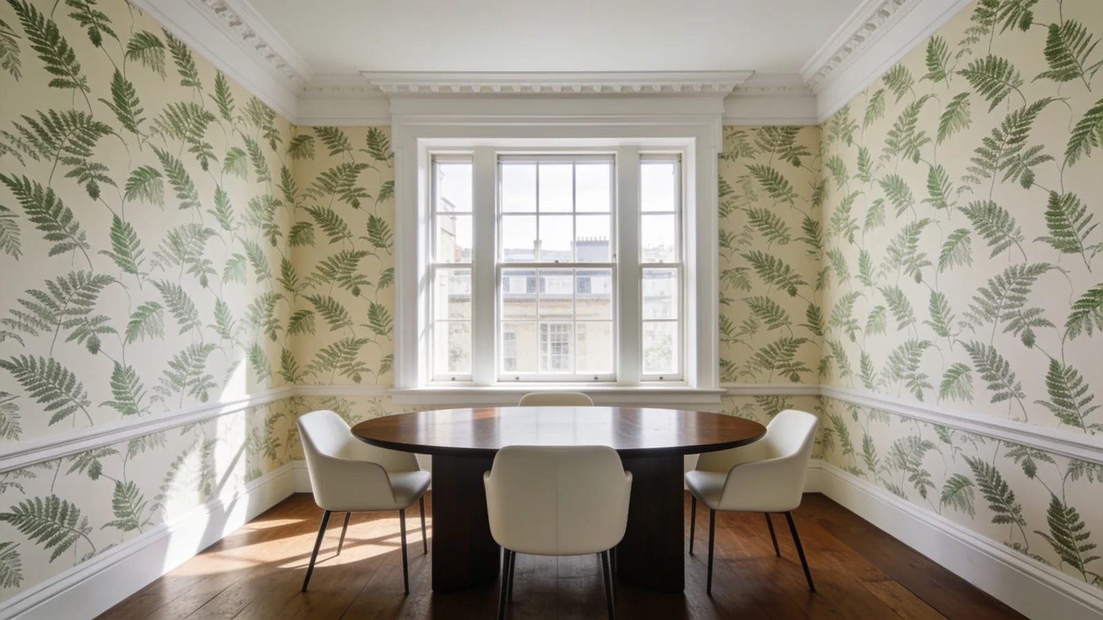 AI-generated London home inspiration for wallpaper hanging.