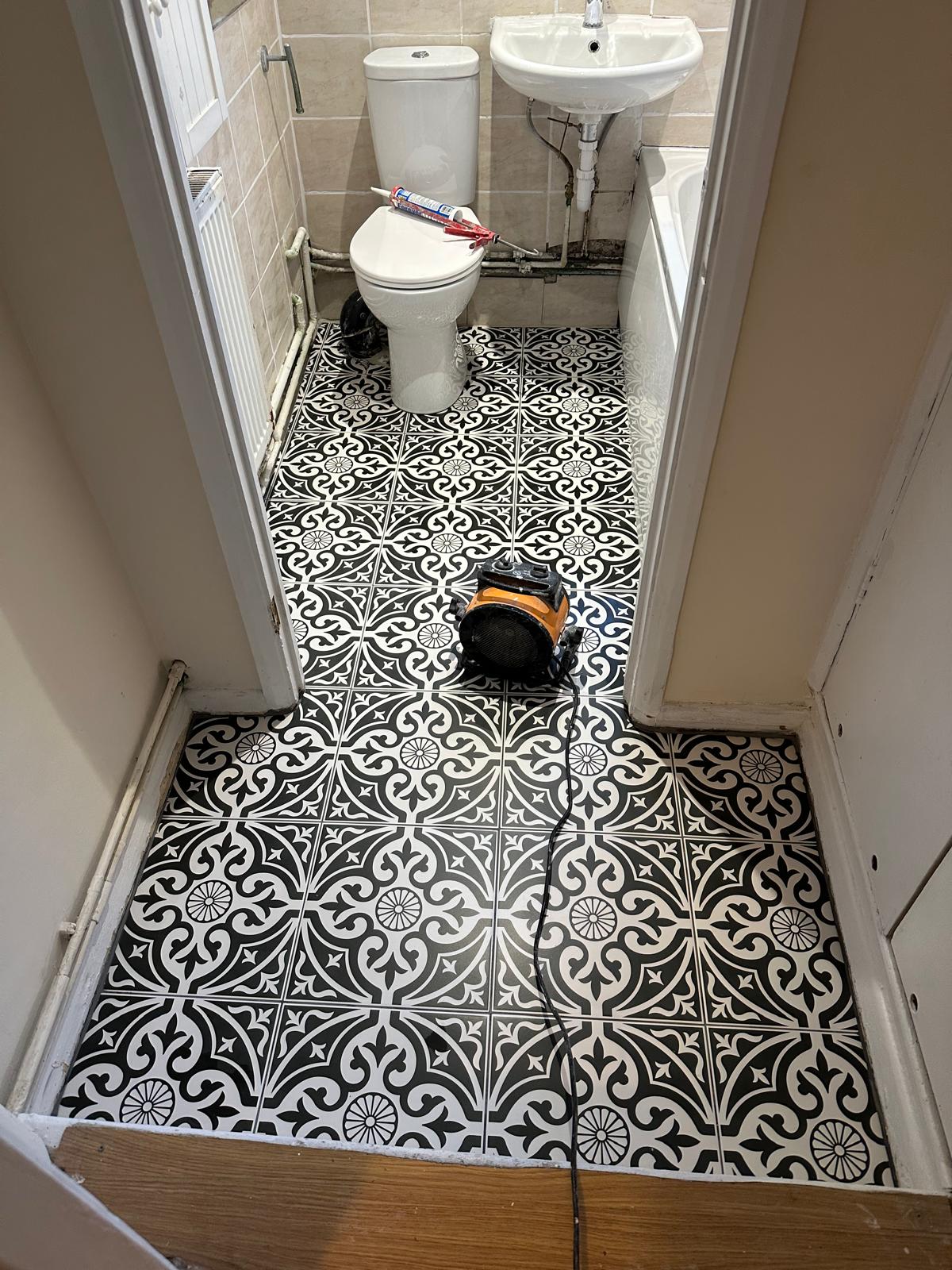 Floor tiling in bathroom